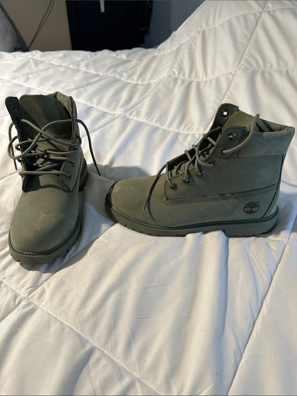 Timberland Olive Lace-Up Leather Ankle Boots